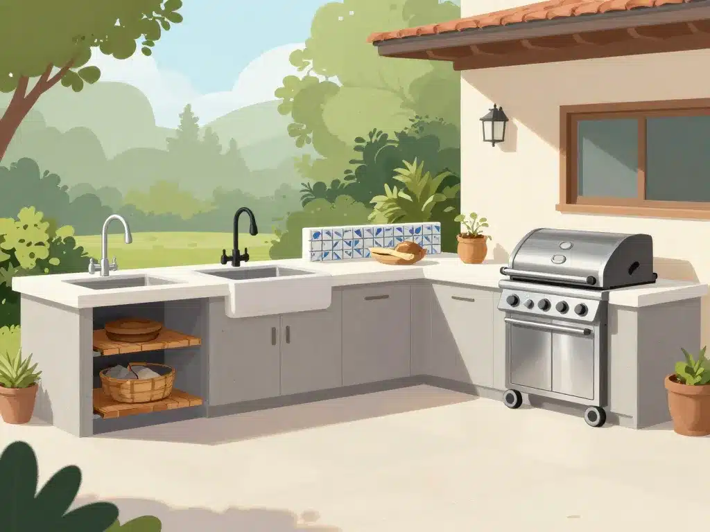 amenagement cuisine d ete materiaux robustes