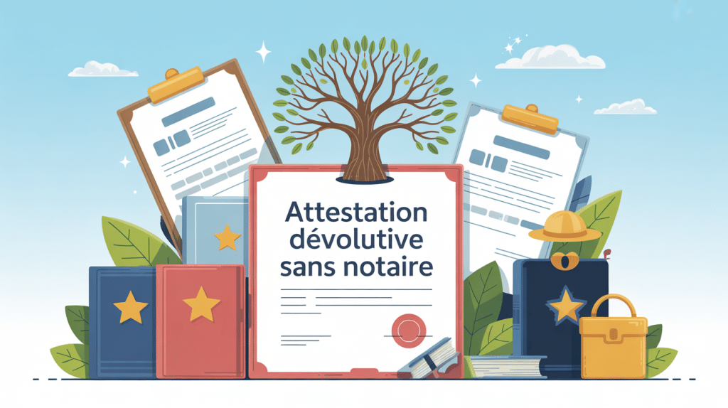 attestation dévolutive sans notaire documents héritiers illustration