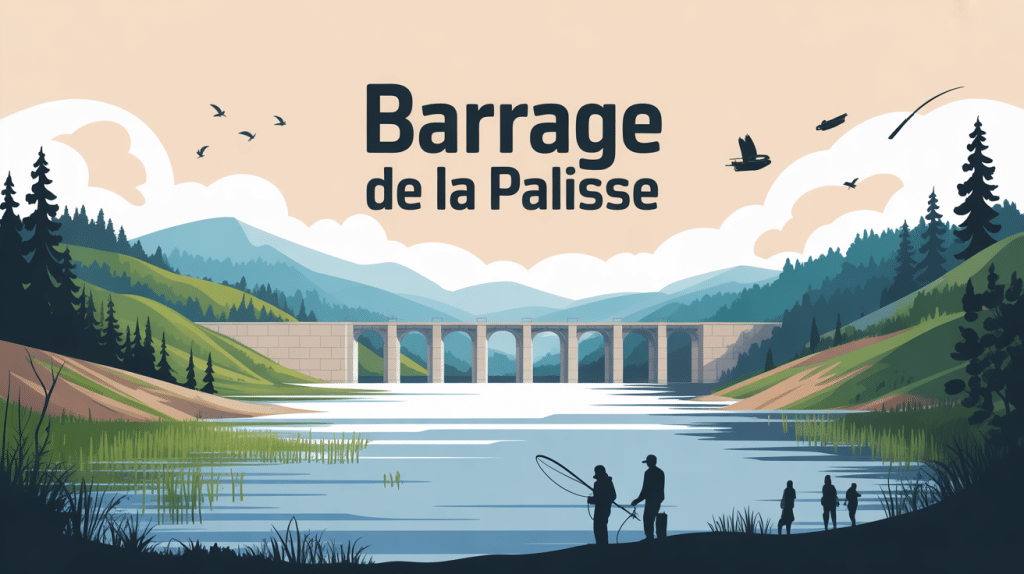 barrage de la palisse vue lac et environnement rural