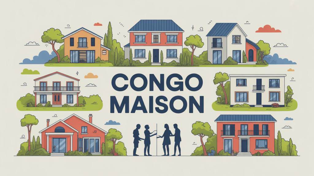 Illustration Congo Maison ensemble maisons marché immobilier