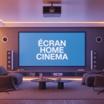 Illustration ecran home cinema salon moderne