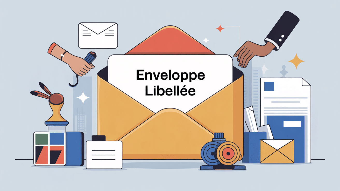 illustration moderne enveloppe libellée professionnelle