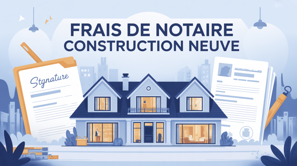 Illustration frais de notaire sur construction neuve maison moderne signature