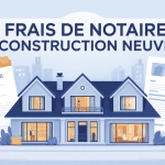 Illustration frais de notaire sur construction neuve maison moderne signature