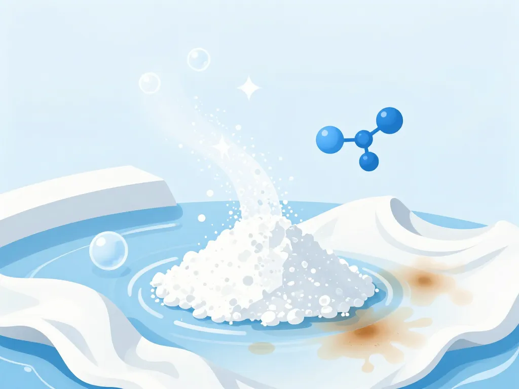 Diagramme percarbonate de soude libérant oxygène actif sur linge blanc