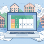 logiciel gestion locative gratuit excel sur ordinateur avec icônes immobilières