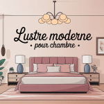 illustration lustre moderne pour chambre sur lit contemporain