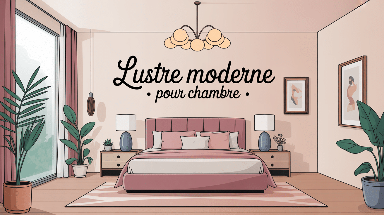 illustration lustre moderne pour chambre sur lit contemporain