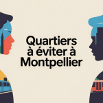 Illustration montpellier quartier à éviter, ambiance urbaine stylisée