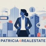 patricia4realestate agente immobilière silhouette immeubles réseaux sociaux