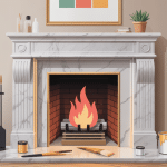 peinture sur marbre cheminée dans un intérieur moderne