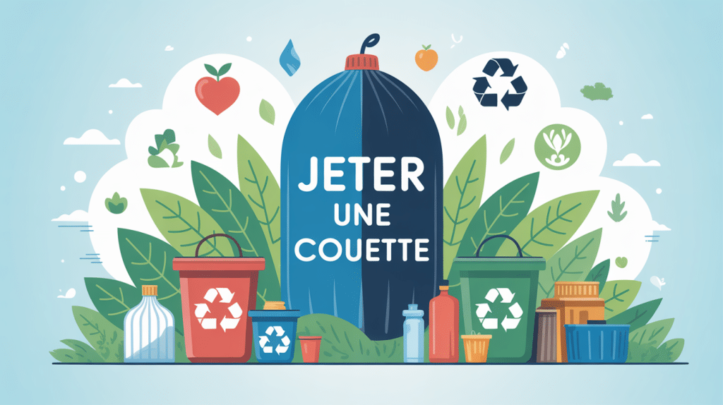 peut-on jeter une couette à la poubelle illustration tri recyclage