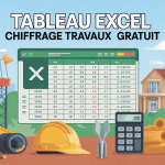 illustration tableau excel chiffrage travaux gratuit estimation chantier