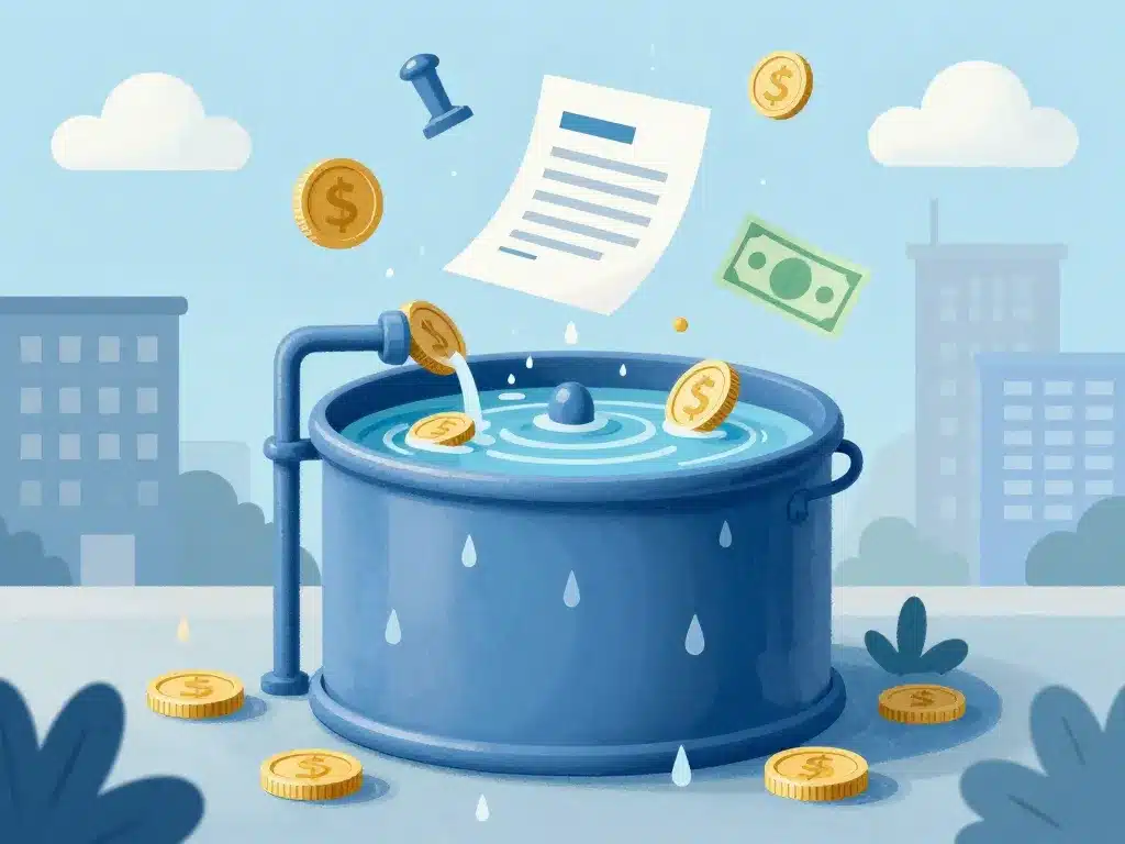 taxe récupération eau de pluie image symbolique taxes et finances