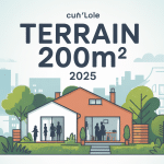 illustration moderne terrain 200m2 maison compacte