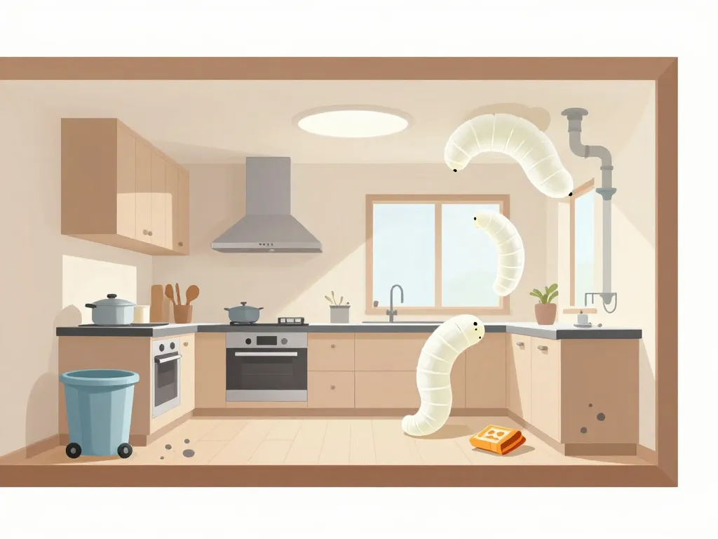 infestation vers blanc maison cuisine plafond tuyaux