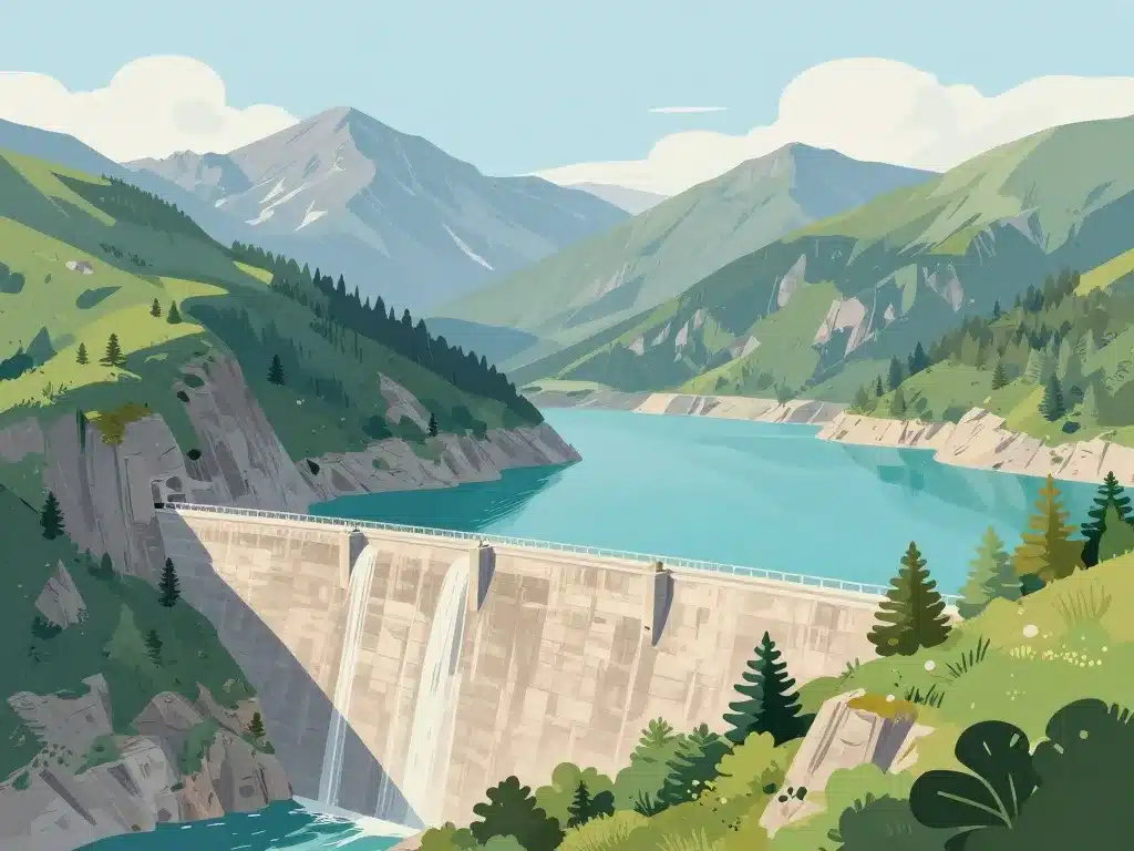 Paysage du barrage de Serre Ponçon et lac emblématique