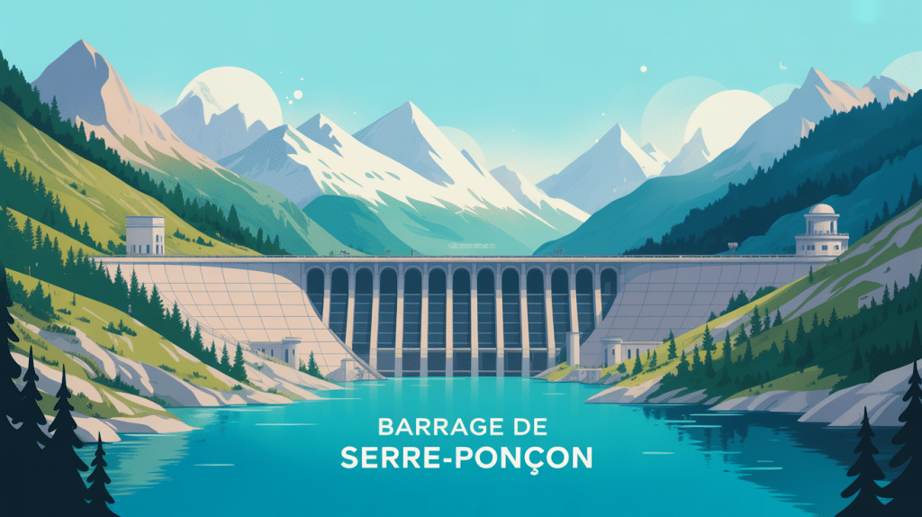 Vue panoramique du barrage de Serre Ponçon dans les Alpes