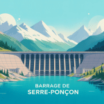 Vue panoramique du barrage de Serre Ponçon dans les Alpes