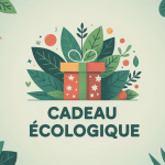 Illustration cadeau ecologique avec nature, paquet, feuilles