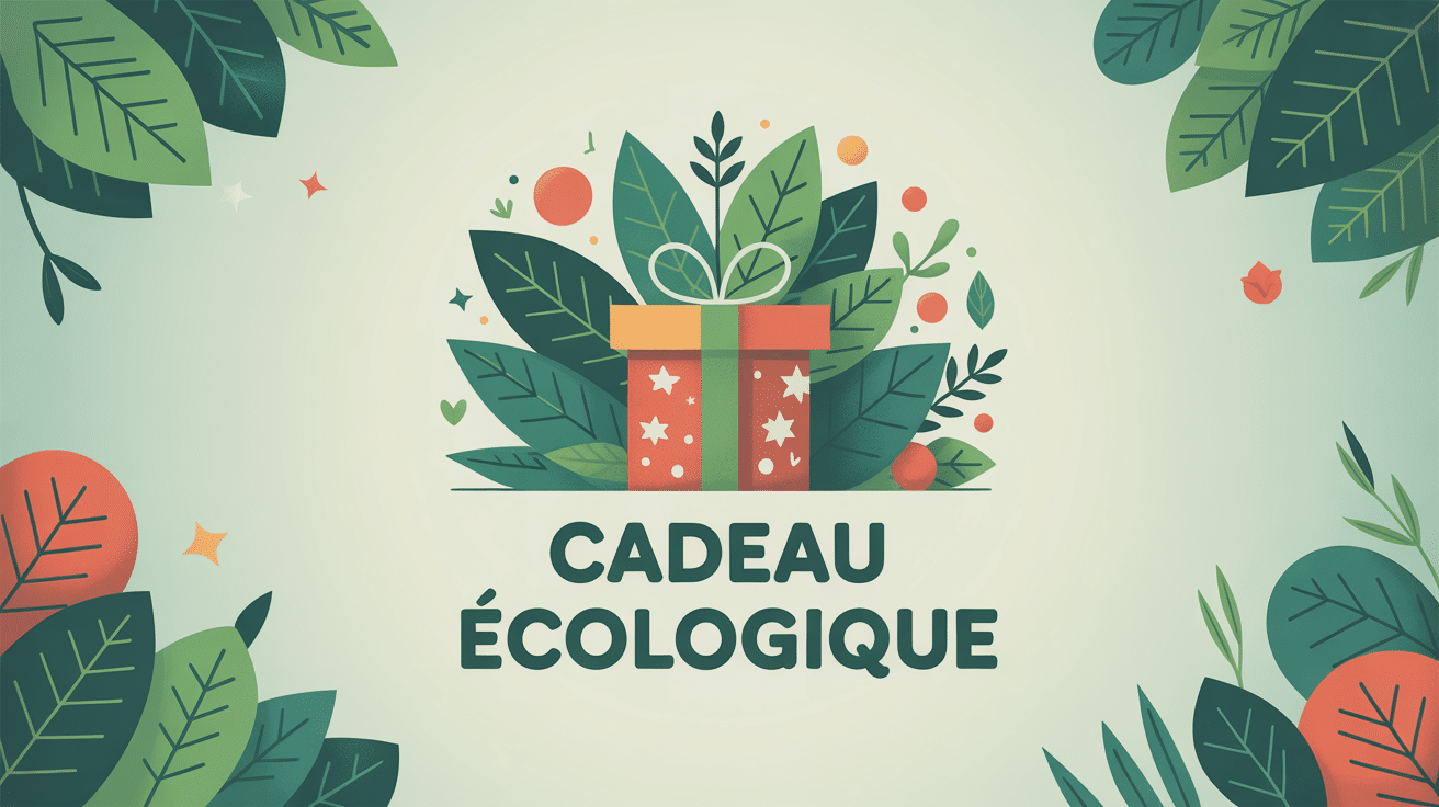 Illustration cadeau ecologique avec nature, paquet, feuilles