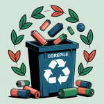 Illustration recyclage Corepile en France, boîte collecte, piles et économie circulaire
