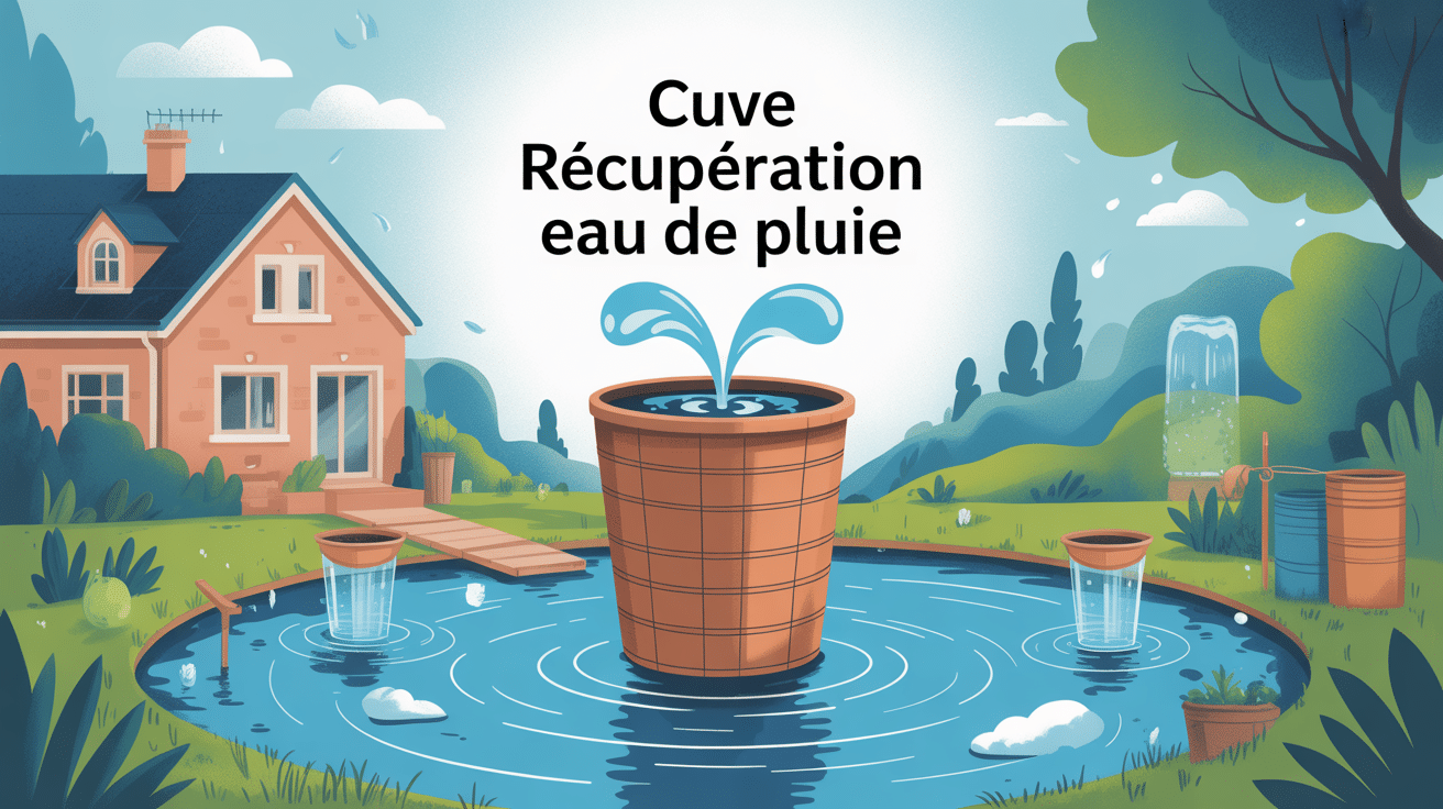 cuve recuperation eau de pluie illustration maison ecologique