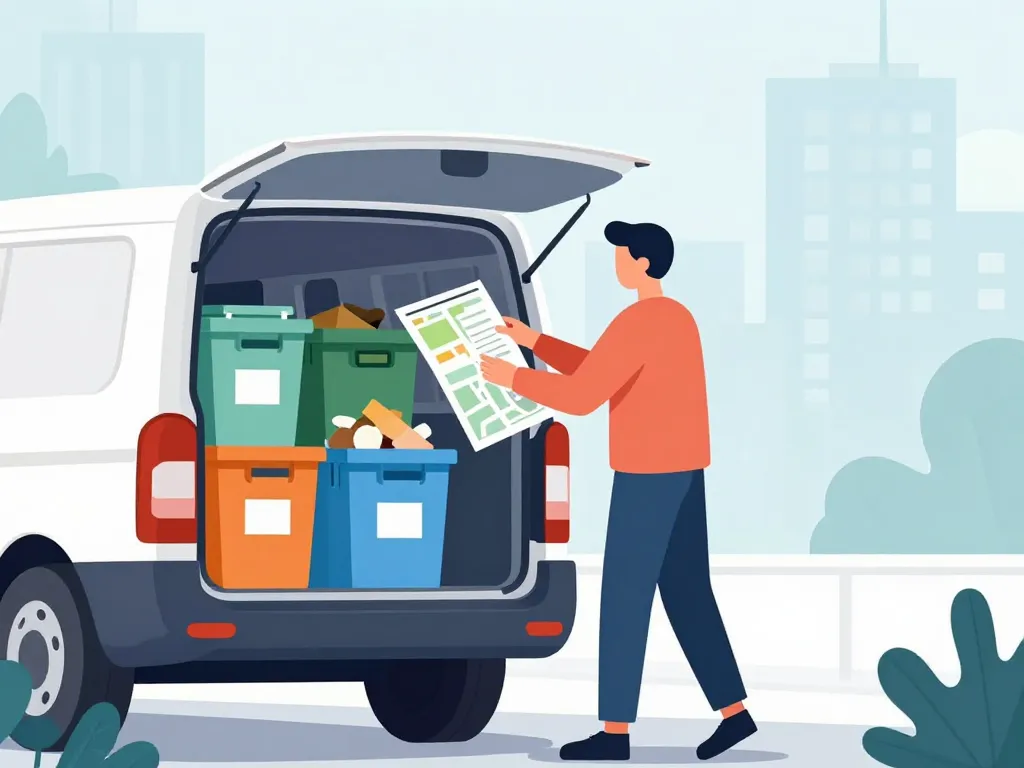 Préparation passage déchetterie Nice Nord chargement véhicule