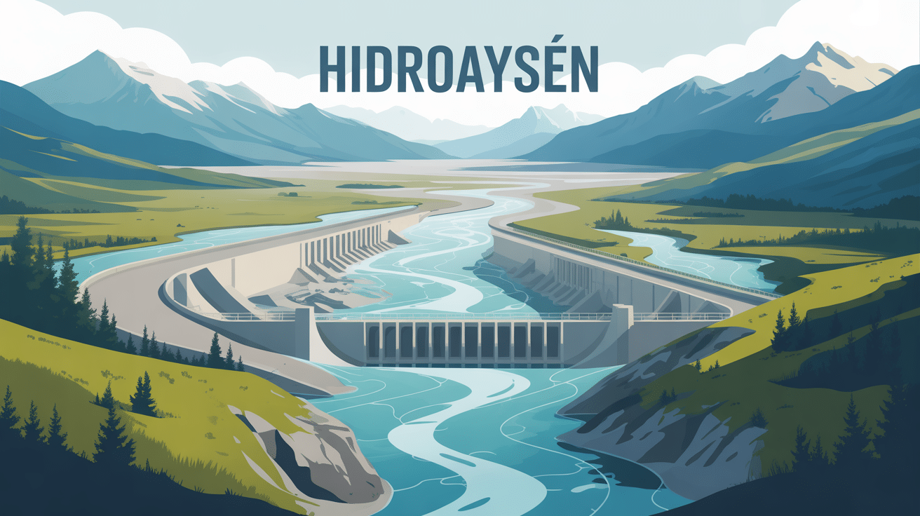 illustration stylisée hidroaysen patagonie débat