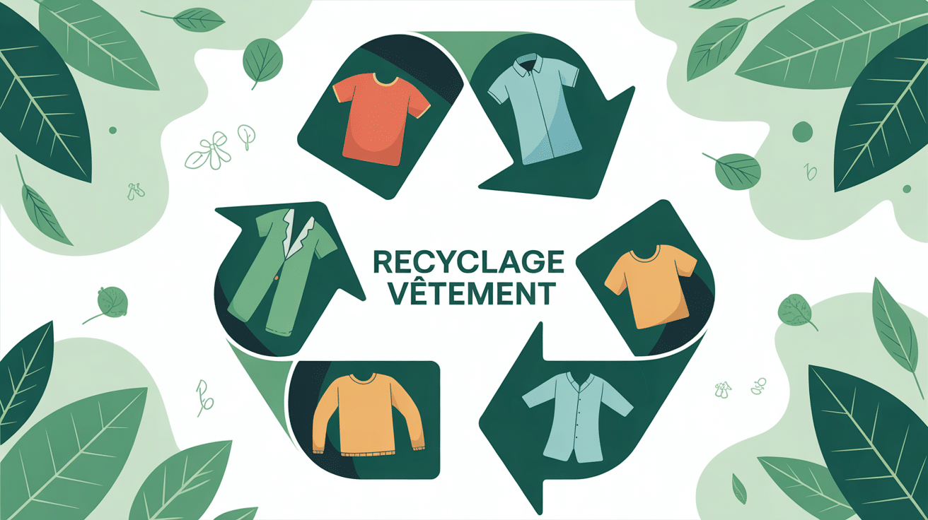 Illustration recyclage vetement et seconde vie