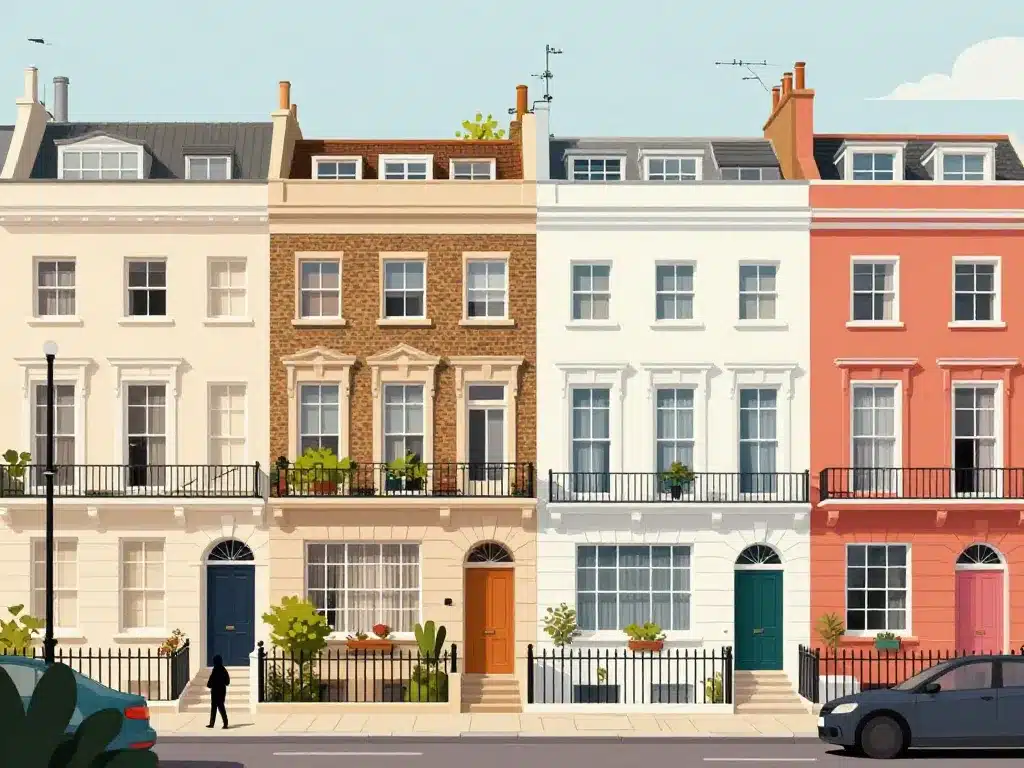 Maison londonienne styles façade rue