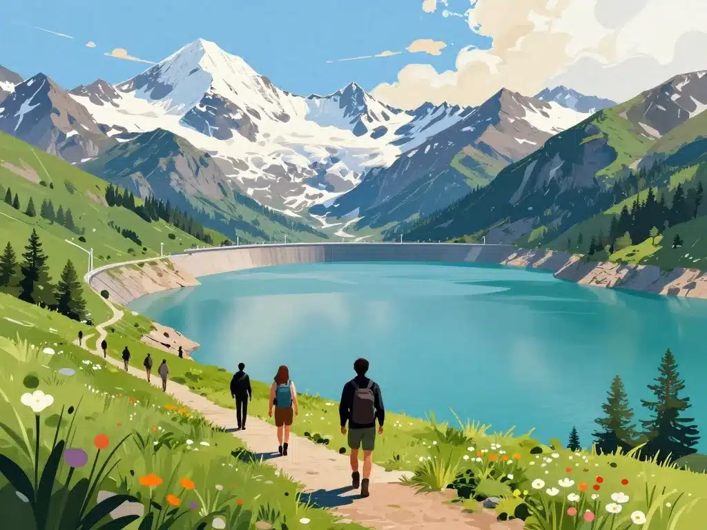 visite hikers barrage de grand maison oisans