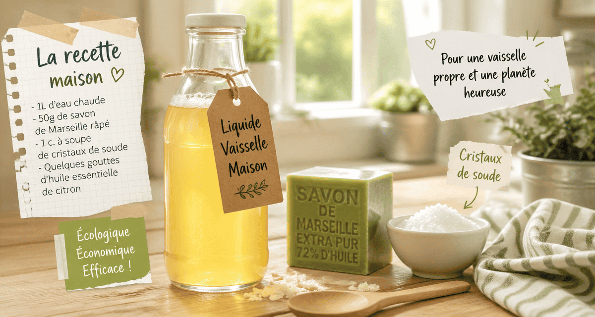 liquide vaisselle maison bouteille et ingrédients