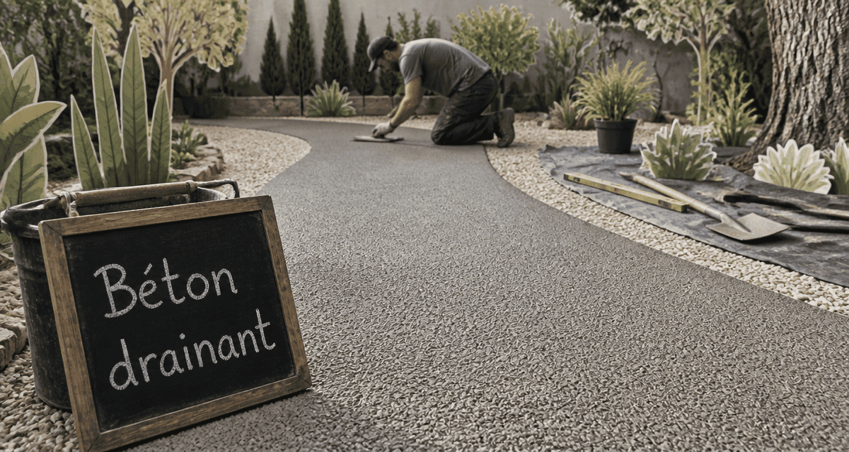 béton drainant prix m2 allée jardin fraîchement posée
