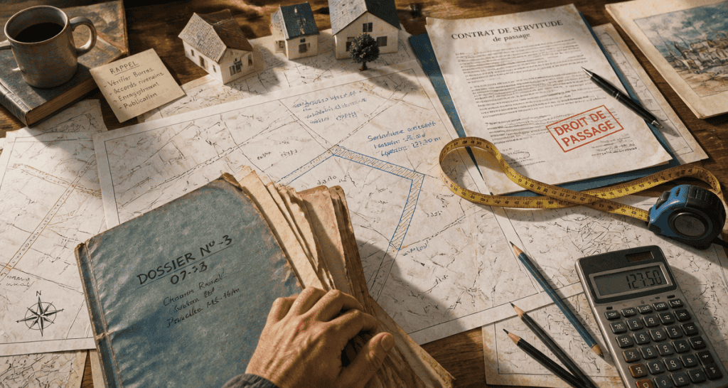 calcul indemnisation droit de passage sur table avec plans et contrat