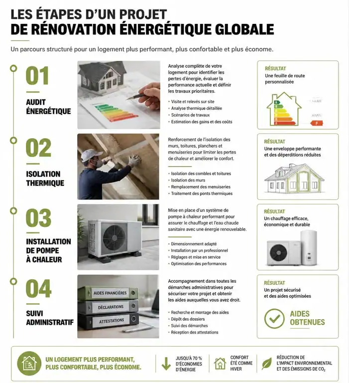 Étapes clés d'une rénovation énergétique globale avec Rénov' Global Occit