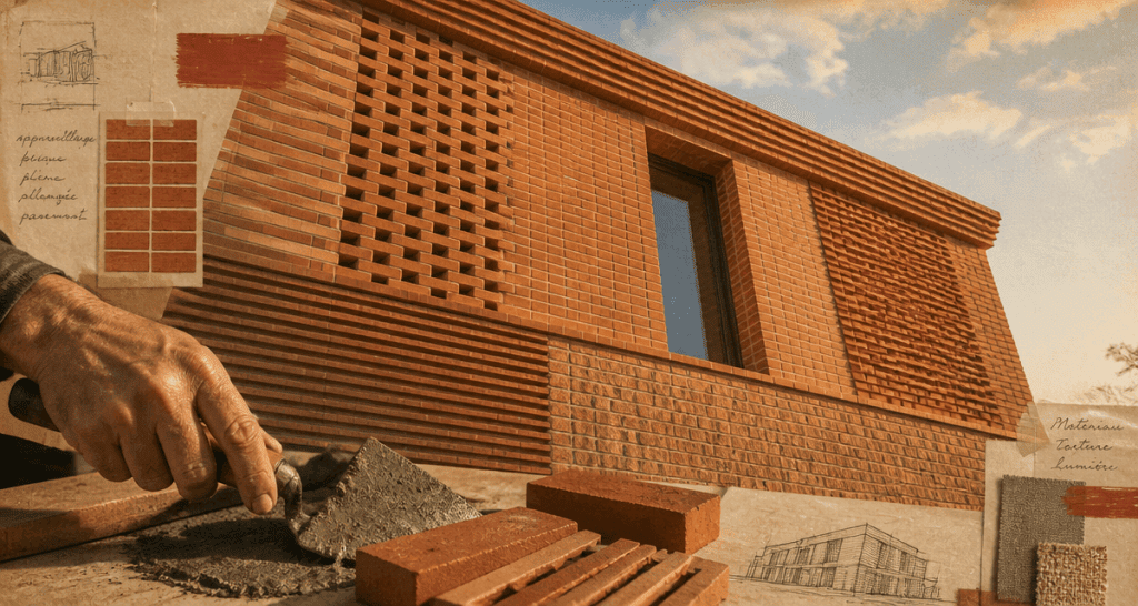 Facade brique contemporaine avec pose artisan