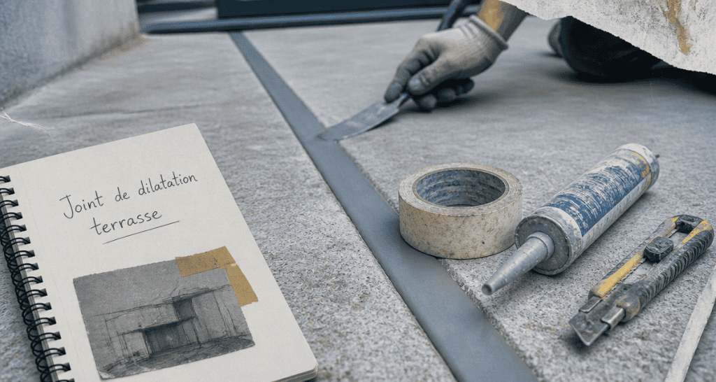 joint de dilatation terrasse exterieur béton mastic outil