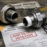 joint filasse interdit sur raccords, alternatives PTFE et résine