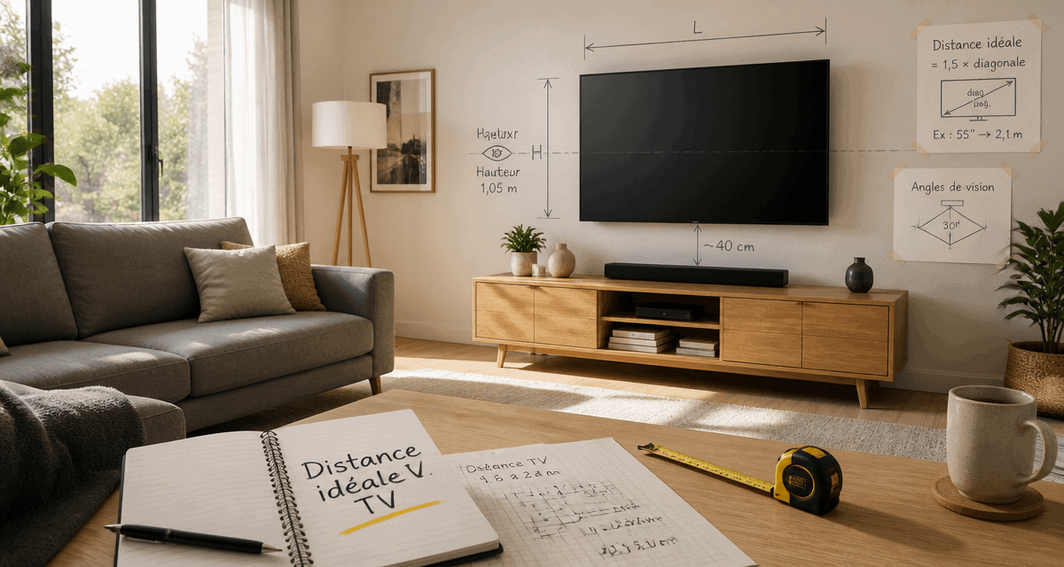 quelle distance entre tv et canapé dans un salon contemporain