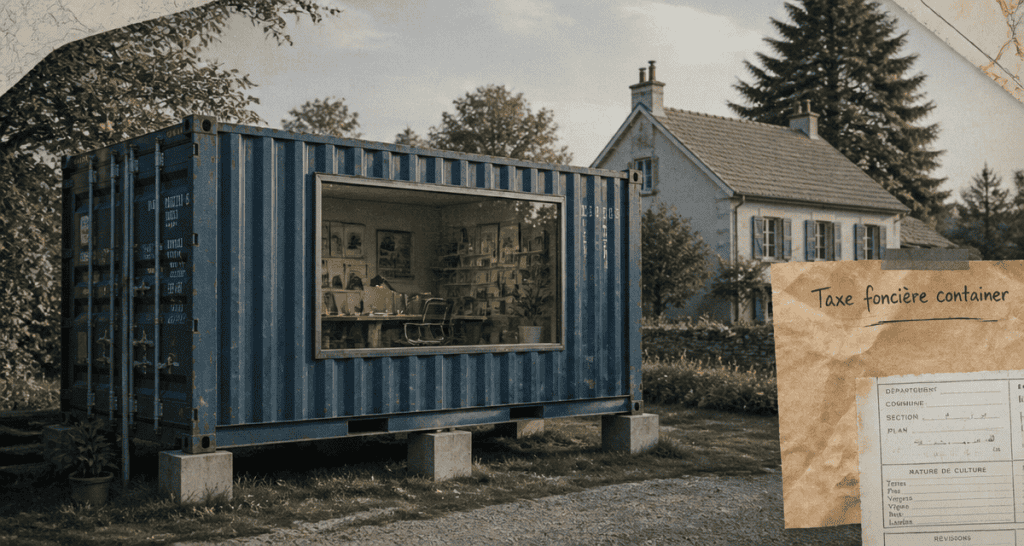 taxe foncière container devant maison