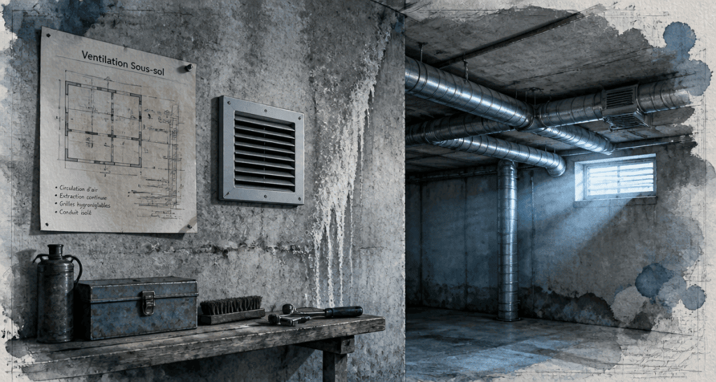 ventilation mecanique sous sol bouche aeration humidite radon