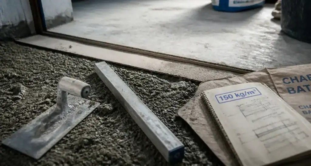 Chape maigre : le dosage à 150 kg et 4 règles d’or pour un carrelage sans fissure