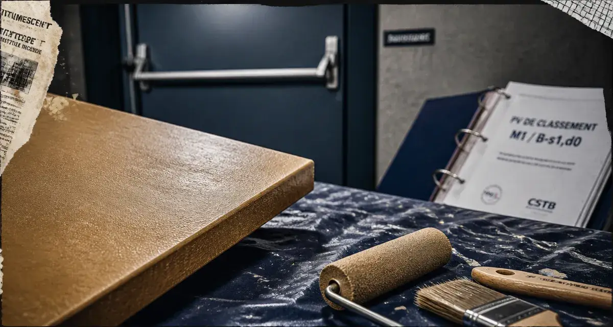 Materiaux ignifuge : MDF traité ignifuge et porte coupe-feu M1/B-s1,d0