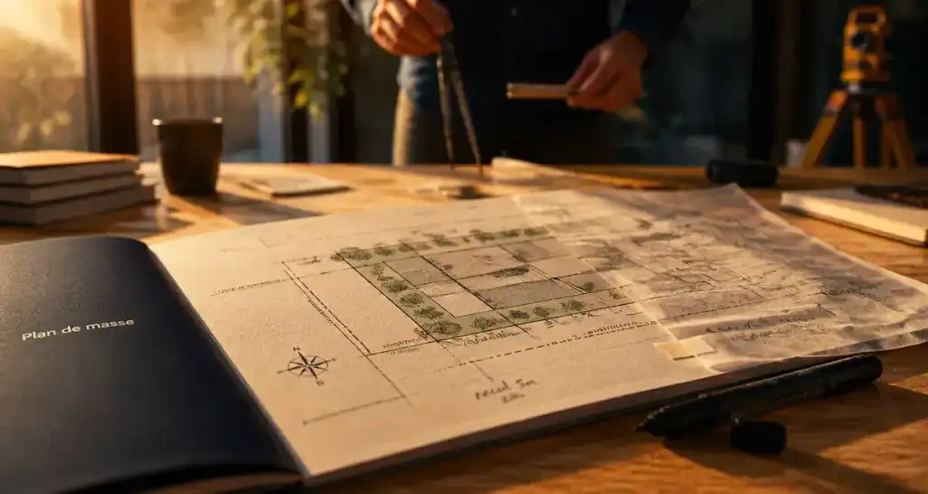 Plan masse avec dossier d’urbanisme et géomètre