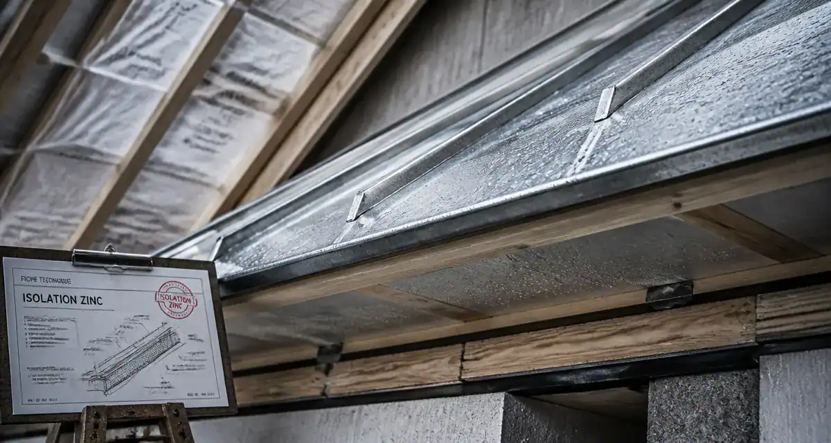 Toiture zinc isolation avec 40 mm de vide d’air anti-corrosion