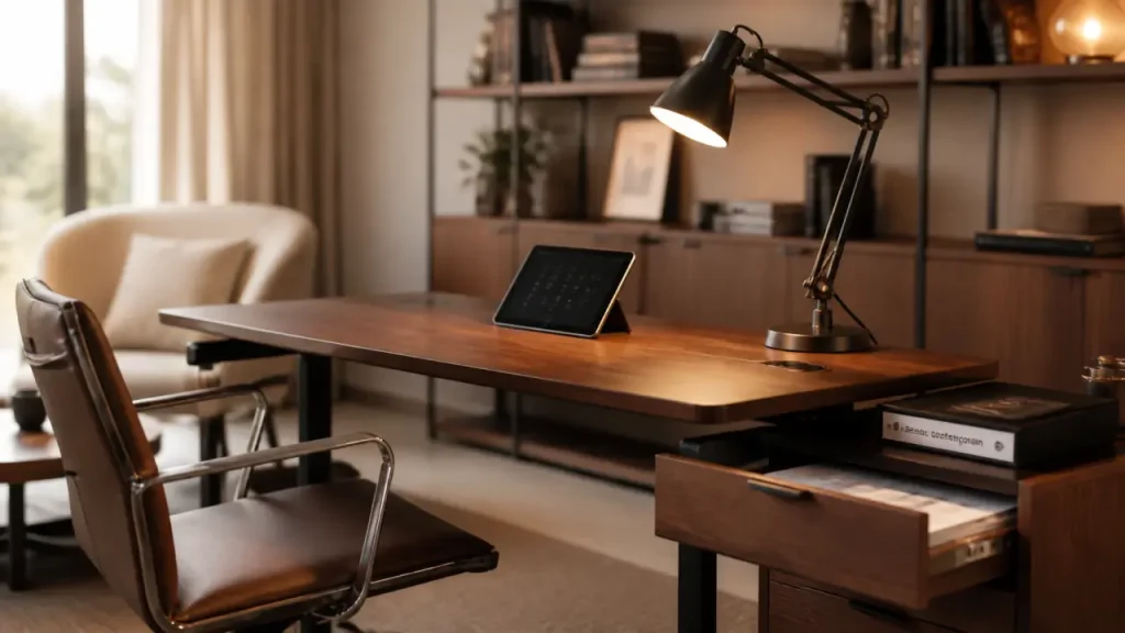 Bureau contemporain : matières, rangements et erreurs d’aménagement à éviter