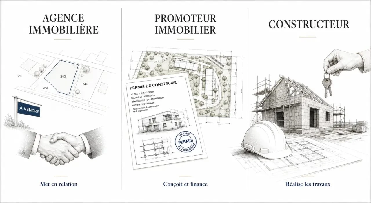Conception immobilière : comparaison entre agence immobilière, promoteur immobilier et constructeur