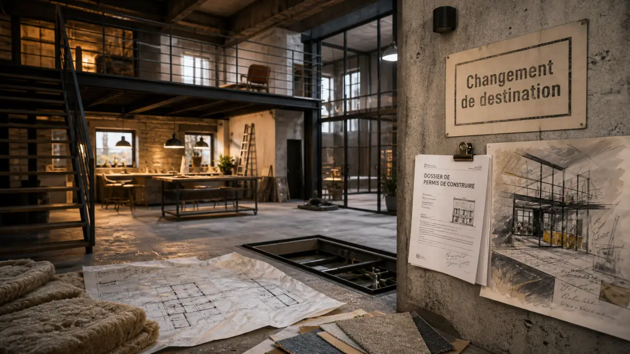 Rénovation de loft : chantier, mezzanine et vérrière, dossier de permis