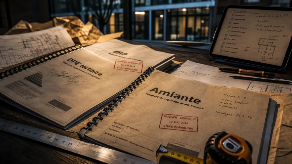 Vente d’un local commercial : amiante, DPE tertiaire, ERP et termites selon les murs, le fonds ou le mixte